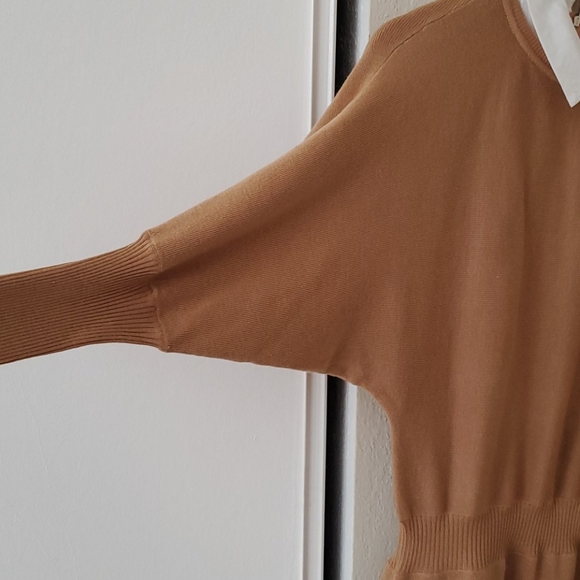 Pepper Place Design Tan Collared Sweater Dress - Picture 6 of 6